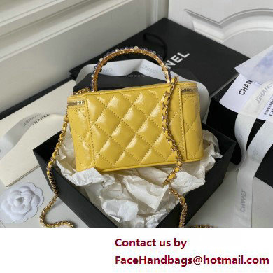 Chanel Shiny Crumpled Lambskin, Imitation Pearls  &  Gold-Tone Metal Clutch with Chain Bag AP3804 Yellow 2025